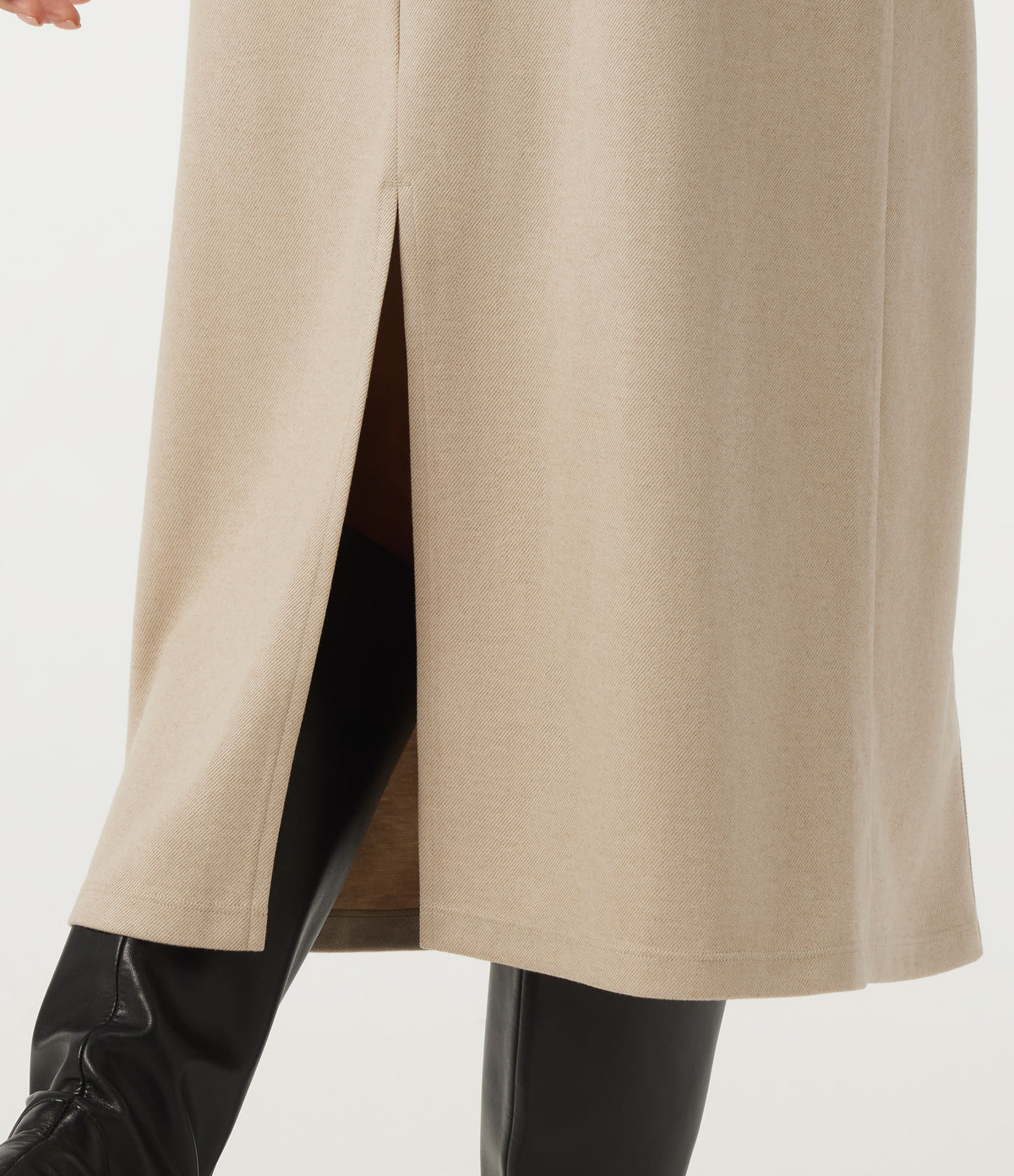 High Waisted Midi Casual Skirt — Flaxen Beige — view 6