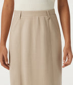 High Waisted Midi Casual Skirt — Flaxen Beige — view 5