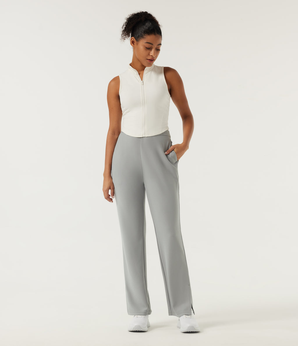 High Waisted Bootcut Golf Trousers with Pockets — Forest Fog — view 8
