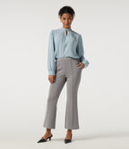 Mid Rise Pintuck Crepe Flare Work Trousers with Pockets — Paloma — view 8