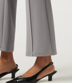 Mid Rise Pintuck Crepe Flare Work Trousers with Pockets — Paloma — view 6