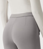 Mid Rise Pintuck Crepe Flare Work Trousers with Pockets — Paloma — view 4