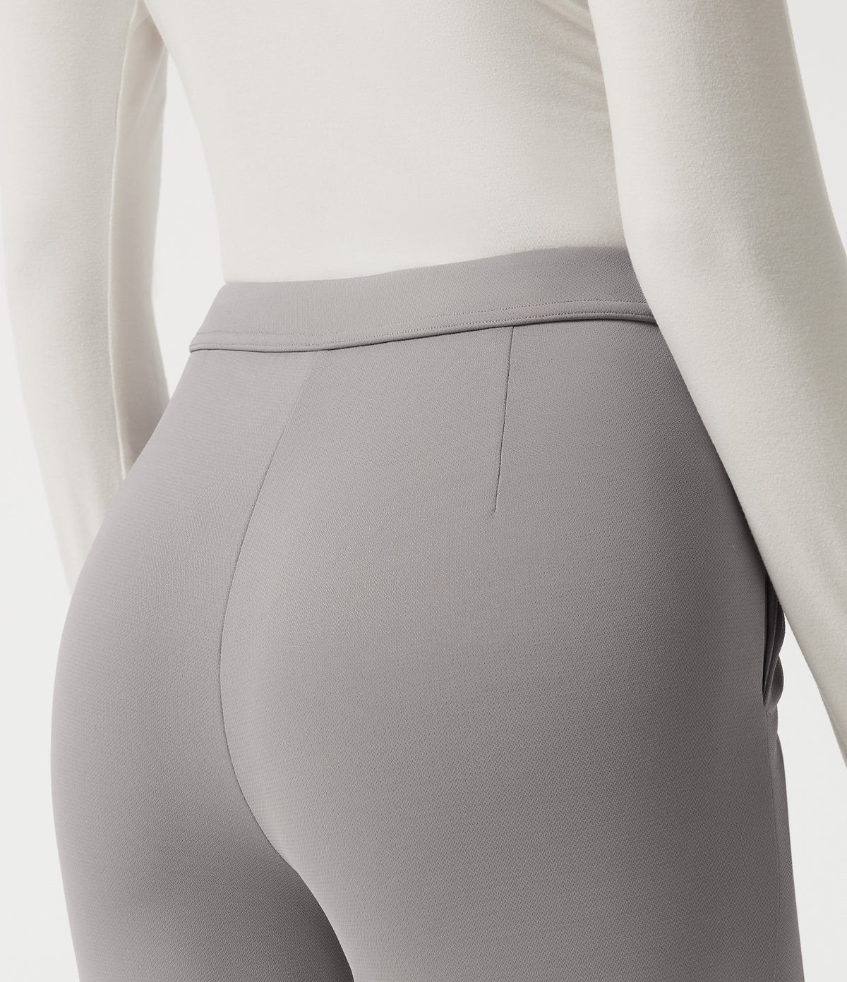 Mid Rise Pintuck Crepe Flare Work Trousers with Pockets — Paloma — view 4