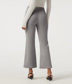 Mid Rise Pintuck Crepe Flare Work Trousers with Pockets — Paloma — view 2
