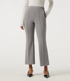 Mid Rise Pintuck Crepe Flare Work Trousers with Pockets — Paloma — view 1
