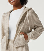 Hooded Long Sleeve Tie Dye Casual Sweatshirt with Pockets — Stone Mist — view 6