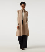 Sleeveless Open Front Longline Work Cardigan with Pockets — Cuban Sand — view 4