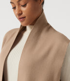 Sleeveless Open Front Longline Work Cardigan with Pockets — Cuban Sand — view 6