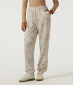 Mid Rise Tapered Tie Dye Casual Sweatpants with Pockets — Stone Mist — view 1