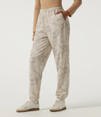 Mid Rise Tapered Tie Dye Casual Sweatpants with Pockets — Stone Mist — view 3