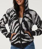 Hooded Long Sleeve Leopard Print Casual Cardigan with Pockets — Ink Dusk — view 6