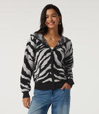 Hooded Long Sleeve Leopard Print Casual Cardigan with Pockets — Ink Dusk — view 4