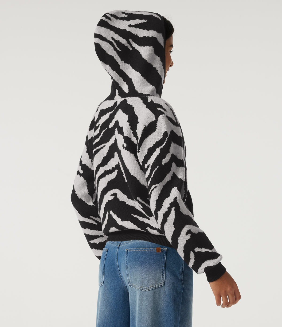 Hooded Long Sleeve Leopard Print Casual Cardigan with Pockets — Ink Dusk — view 2
