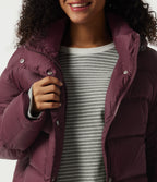 Hooded Long Sleeve Casual Down Jacket with Pockets — Eggplant — view 6