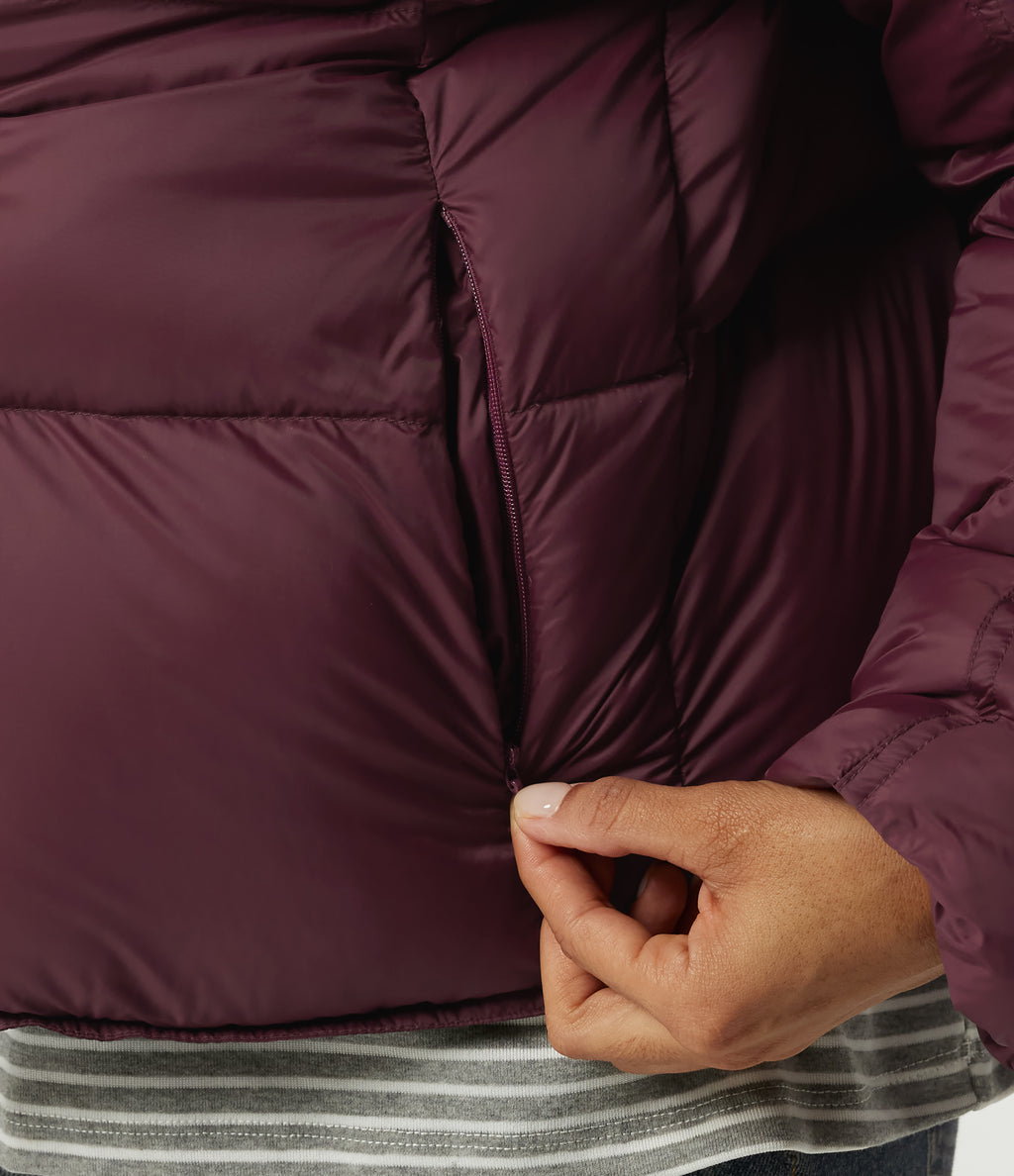 Hooded Long Sleeve Casual Down Jacket with Pockets — Eggplant — view 8