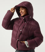 Hooded Long Sleeve Casual Down Jacket with Pockets — Eggplant — view 5