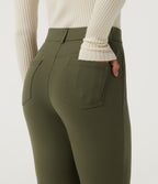 High Waisted Flare Work Trousers with Pockets — Ivy Green — view 5
