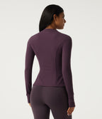 Stand Collar Long Sleeve Yoga Track Jacket — Night's Purple — view 2