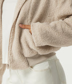 Stand Collar Long Sleeve Casual Sherpa Jacket with Pockets — Whitecap Gray — view 6