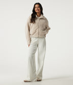 Stand Collar Long Sleeve Casual Sherpa Jacket with Pockets — Whitecap Gray — view 7