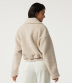Stand Collar Long Sleeve Casual Sherpa Jacket with Pockets — Whitecap Gray — view 2
