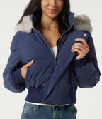 Hooded Long Sleeve Work Padded Jacket with Pockets — Mood Indigo — view 7