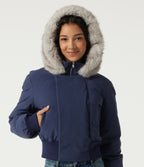 Hooded Long Sleeve Work Padded Jacket with Pockets — Mood Indigo — view 5