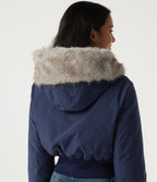 Hooded Long Sleeve Work Padded Jacket with Pockets — Mood Indigo — view 6