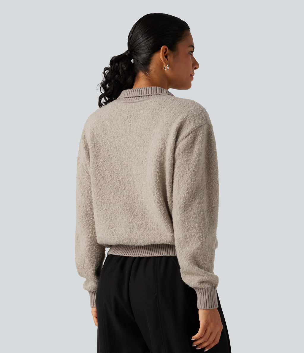Polo Long Sleeve Casual Jumper — Savannah Tan — view 2