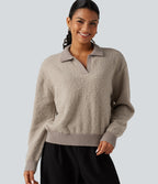 Polo Long Sleeve Casual Jumper — Savannah Tan — view 4