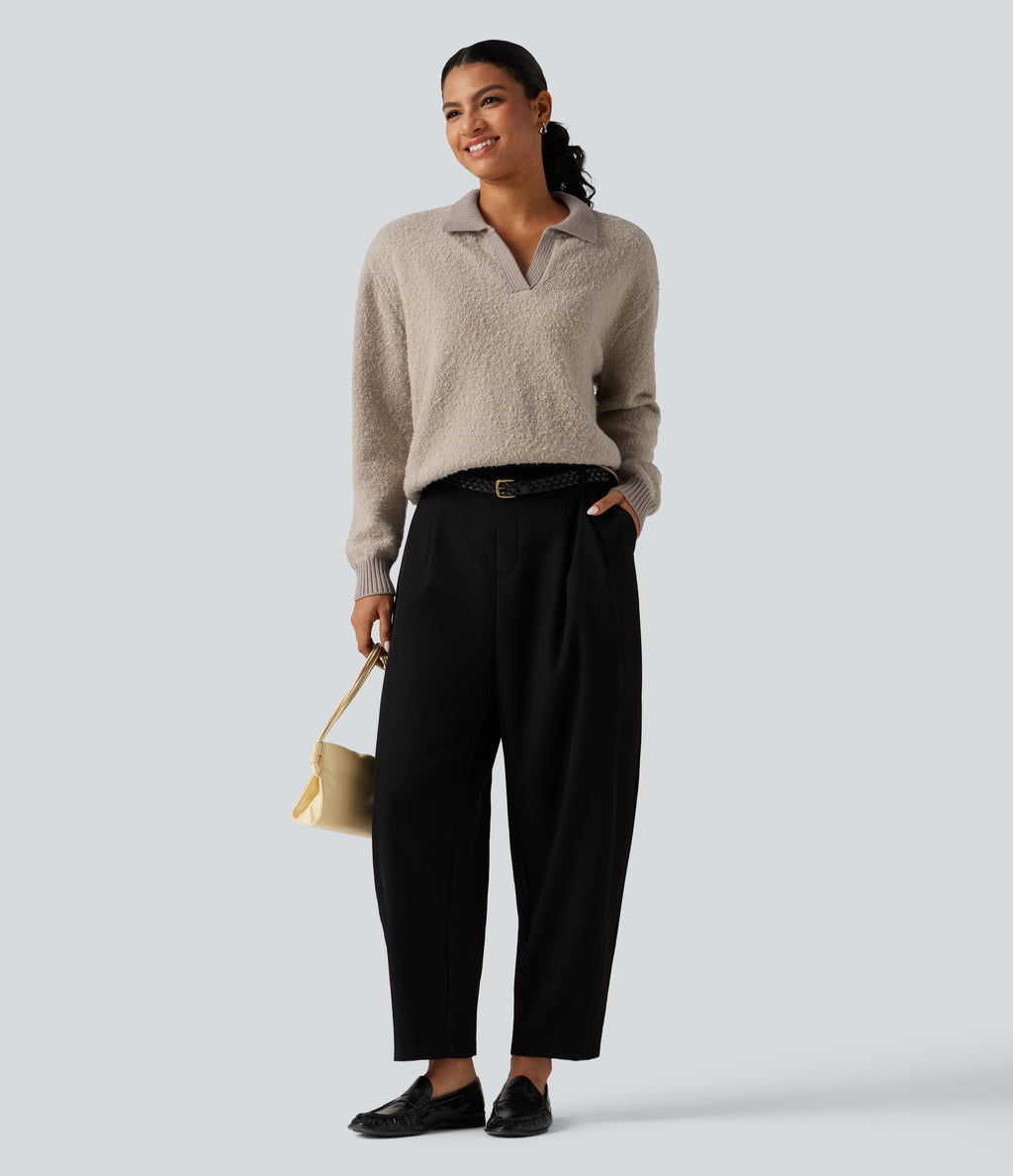 Polo Long Sleeve Casual Jumper — Savannah Tan — view 5