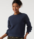 Round Neck Drop Shoulder Long Sleeve Casual Jumper — Always in a Mood - Dark Blue — view 5