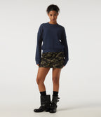 Round Neck Drop Shoulder Long Sleeve Casual Jumper — Always in a Mood - Dark Blue — view 7