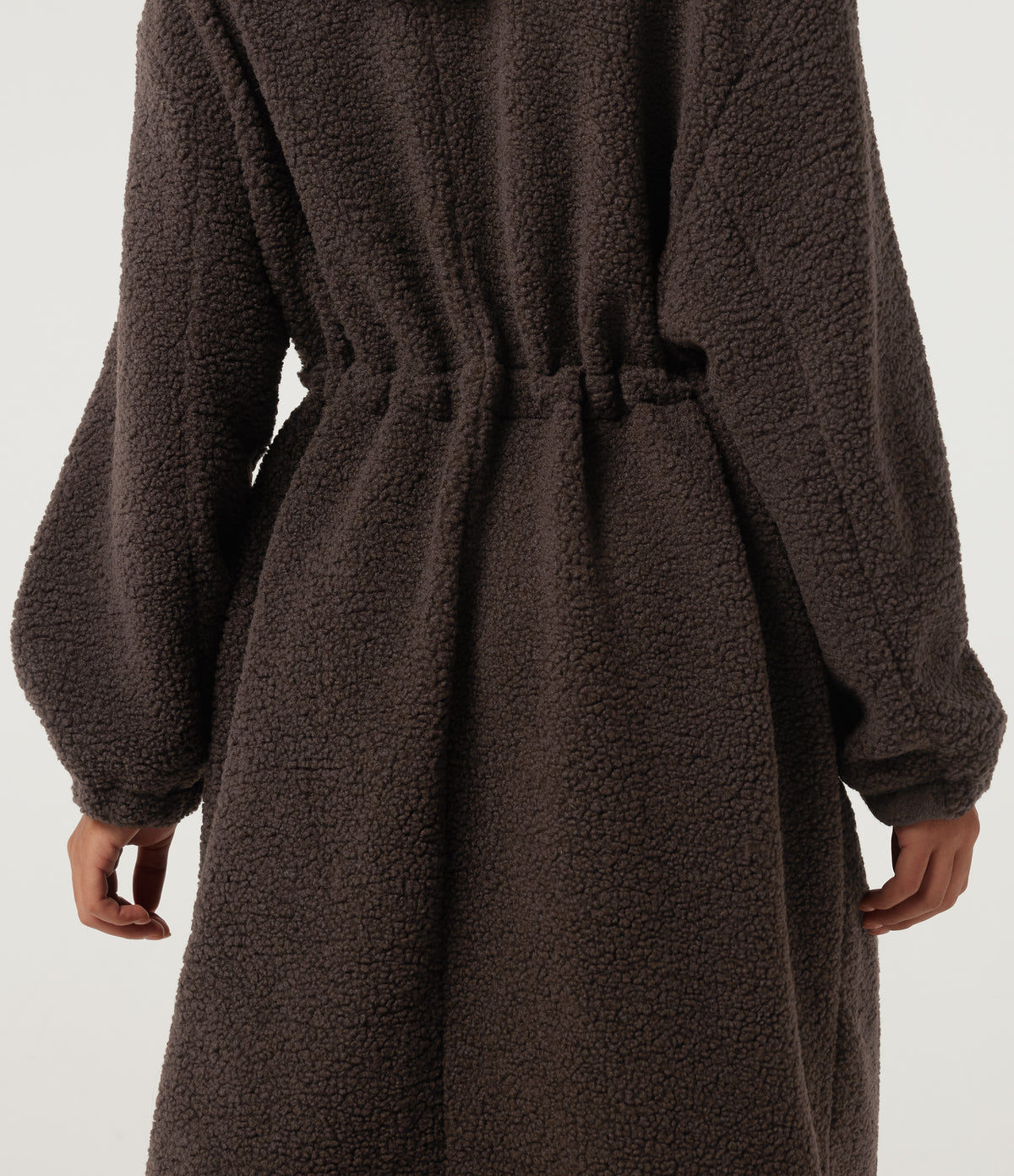 Hooded Long Sleeve Longline Casual Coat with Pockets — Seal Brown — view 6