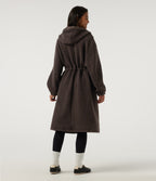 Hooded Long Sleeve Longline Casual Coat with Pockets — Seal Brown — view 2