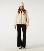 Mock Neck Long Sleeve Casual Sherpa Jacket with Pockets — Eggnog — view 7