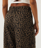 High Waisted Leopard Print Corduroy Casual Baggy Trousers with Pockets — Wildmark — view 5