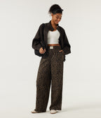 High Waisted Leopard Print Corduroy Casual Baggy Trousers with Pockets — Wildmark — view 6