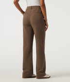 High Waisted Straight Leg Work Trousers with Pockets — Cocoa Brown — view 2