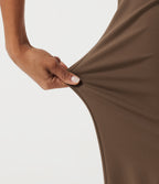 High Waisted Straight Leg Work Trousers with Pockets — Cocoa Brown — view 6