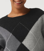 Round Neck Long Sleeve Plaid Casual Jumper — Winter Argyle — view 6