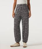 High Waisted Drawstring Leopard Print Casual Sweatpants with Pockets — Silver Leopard Print — view 1