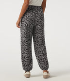 High Waisted Drawstring Leopard Print Casual Sweatpants with Pockets — Silver Leopard Print — view 2