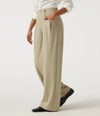 Mid Rise Wide Leg Work Trousers with Pockets — Fields of Rye — view 3