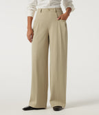 Mid Rise Wide Leg Work Trousers with Pockets — Fields of Rye — view 1