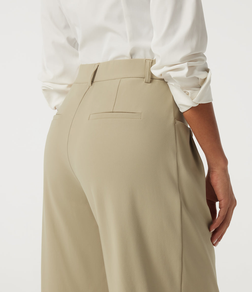 Mid Rise Wide Leg Work Trousers with Pockets — Fields of Rye — view 5