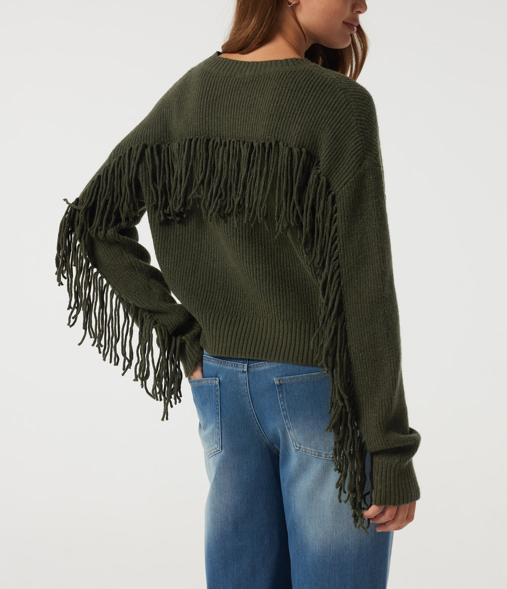 Round Neck Long Sleeve Fringe Casual Jumper — Duffel Bag — view 5