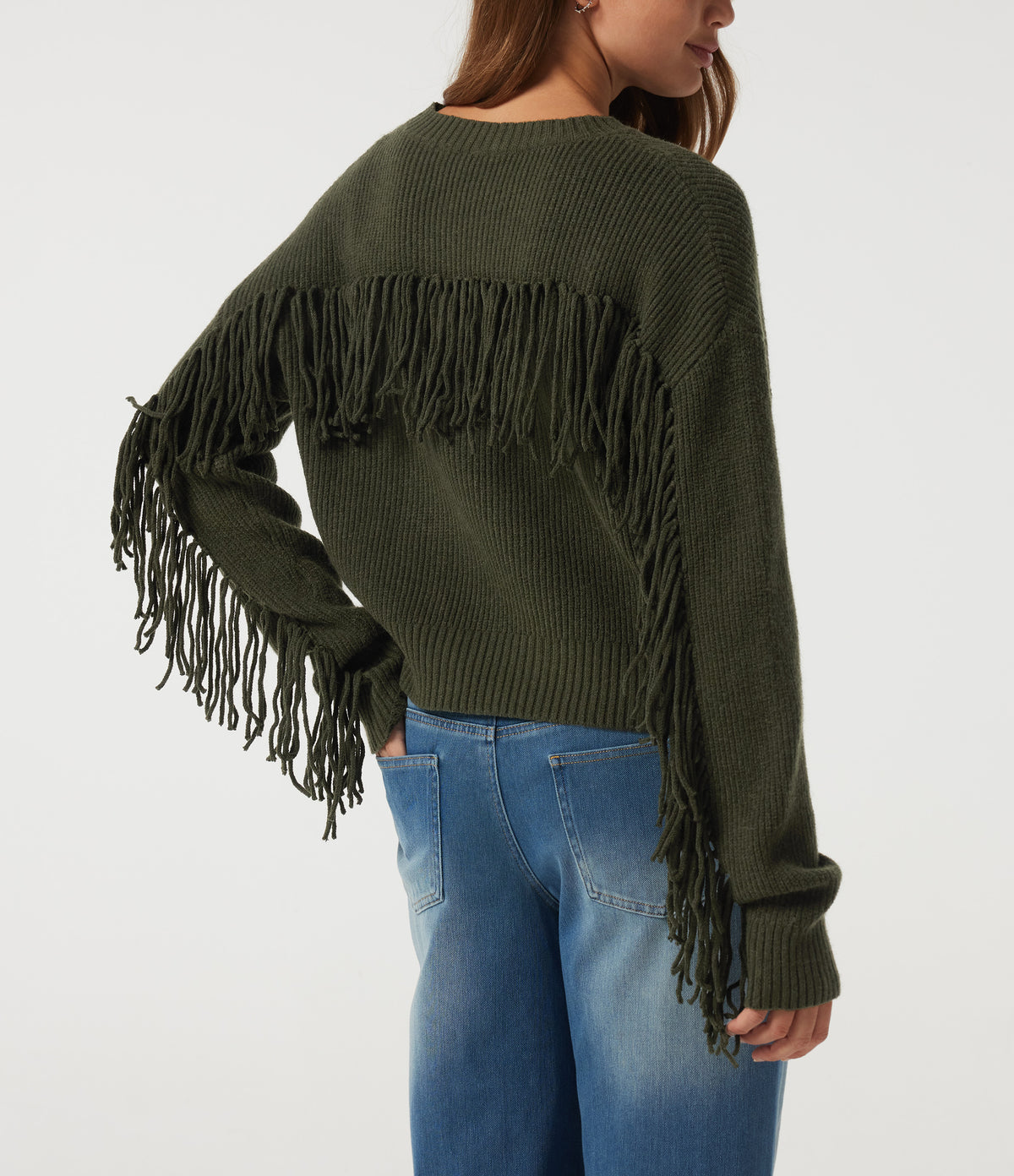 Round Neck Long Sleeve Fringe Casual Jumper — Duffel Bag — view 5