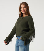 Round Neck Long Sleeve Fringe Casual Jumper — Duffel Bag — view 3