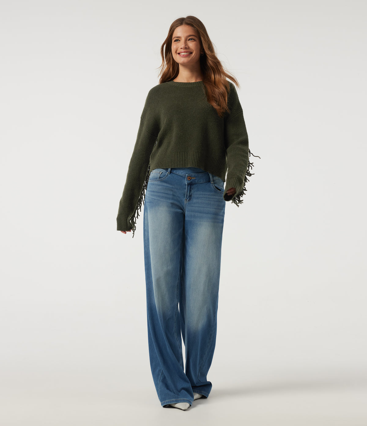 Round Neck Long Sleeve Fringe Casual Jumper — Duffel Bag — view 7